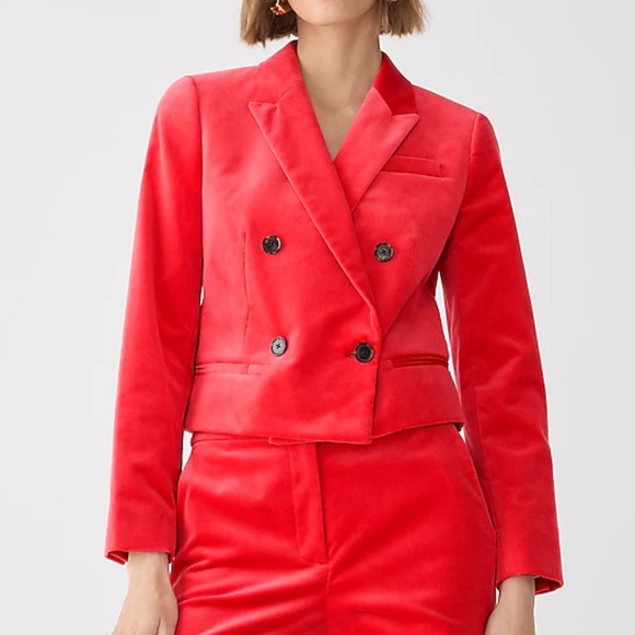 J.Crew Cropped double-breasted blazer in stretch velvet - Picture 9 of 11